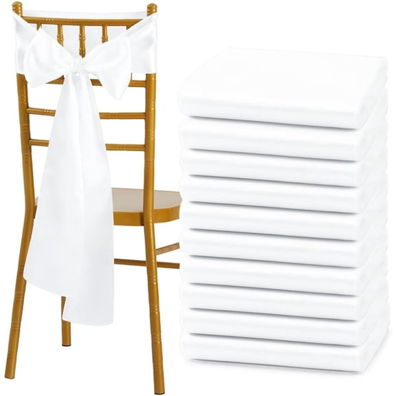 Chair Ribbons 10pack Satin Chair Sashes for DIY Bows White 6.69×108in