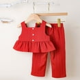 thumbnail image 2 of Afdoent Cute Outfits For Girls Summer Style Sleeveless Tank Top & Soft Pants Two Piece Set Solid Color Casual Outfit Comfortable 12-18 Months, 2 of 7