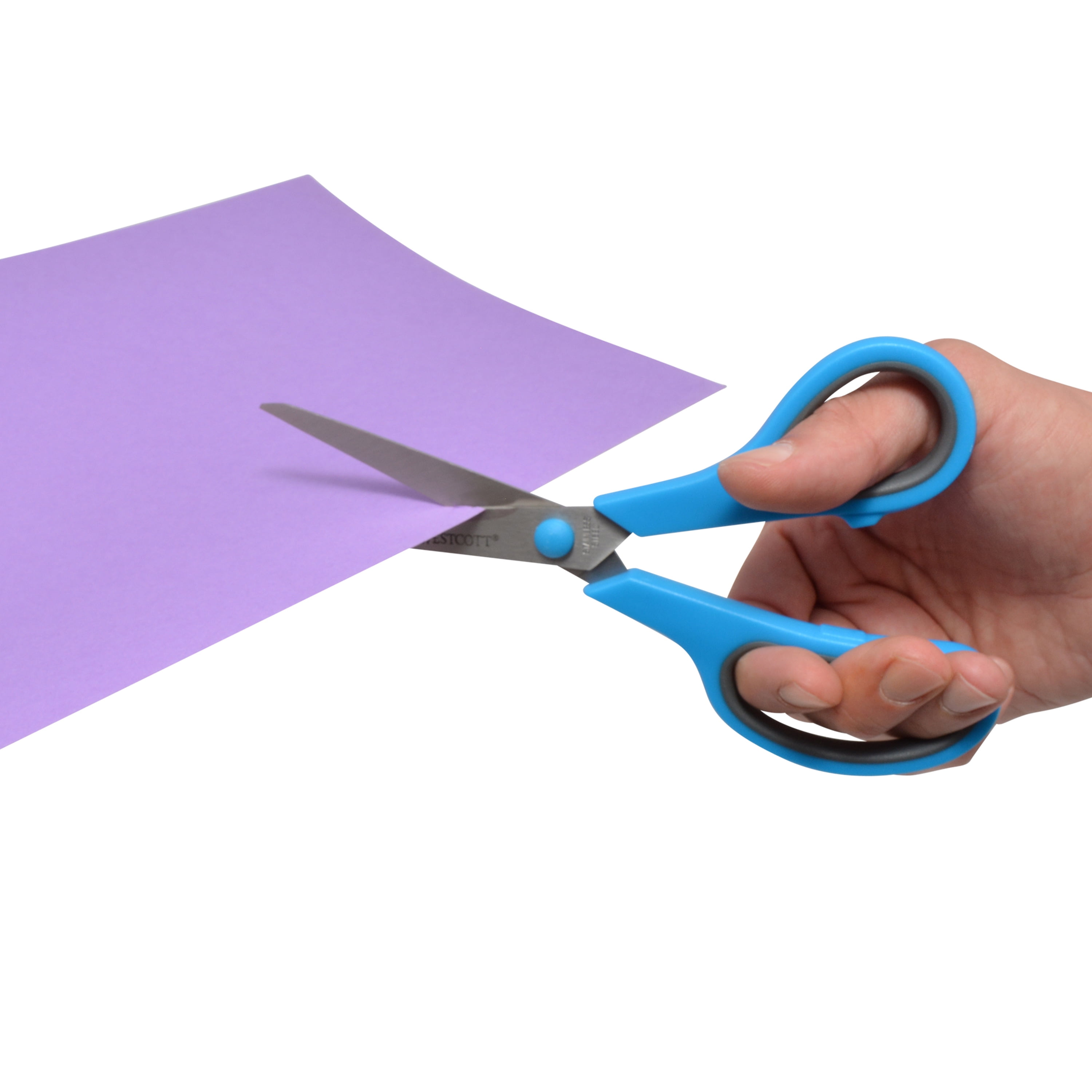Westcott 8 Inch Straight Stainless Steel Scissors with Soft Handles, Assorted Colors, Pack of 15
