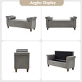 thumbnail image 3 of 54" Storage Bench Upholstered Armrest Bed End Foot Stool 2 Round Pillows Bedroom Entryway Living Room Grey, 3 of 10