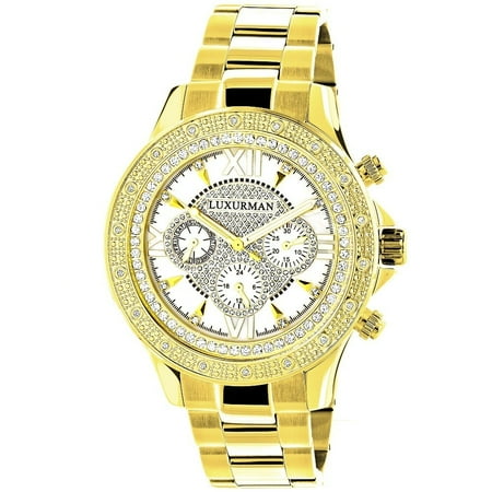 - Men's Goldtone Stainless Steel Diamond Accent Chronograph Quartz Watch