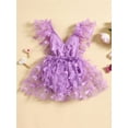 thumbnail image 2 of Bagilaanoe Newborn Summer Clothes Baby Girl Butterfly Rompers Dress Fly Sleeve V-Neck Bodysuits 6M 12M 18M 24M Infant Tulle Patchwork A-line Dresses, 2 of 9