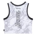 thumbnail image 3 of Women's Mitchell & Ness White Los Angeles Lakers Hardwood Classics Marble Cropped Tank Top, 3 of 3