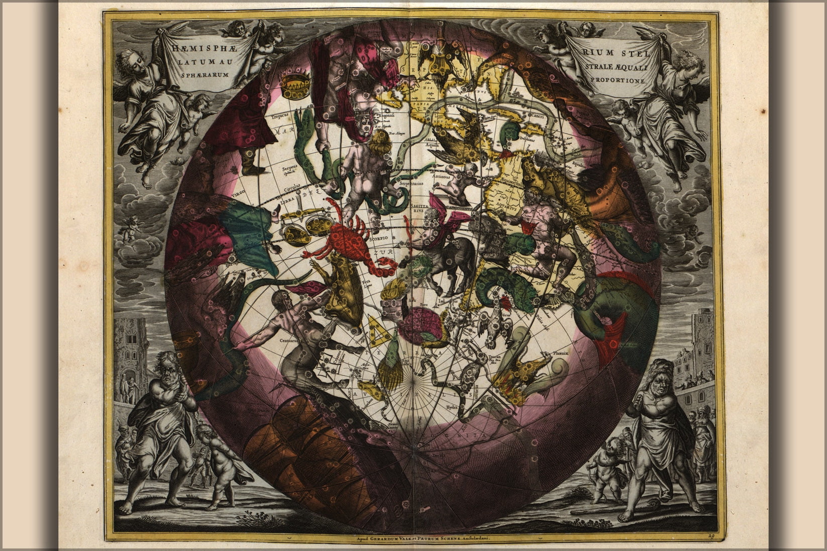 24"x36" Gallery Poster, ptolemy constellation zodiac map 1708 p3