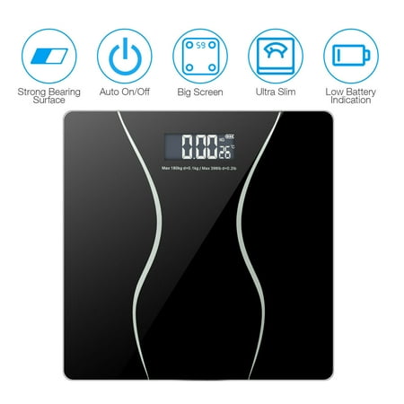 

Highly Digital Accurate Scale for Body Weight with Comparison Function LCD Display USB Charging Slim Design 400 lbs Black