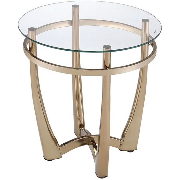 25" X 23" Champagne And Clear Glass End Table