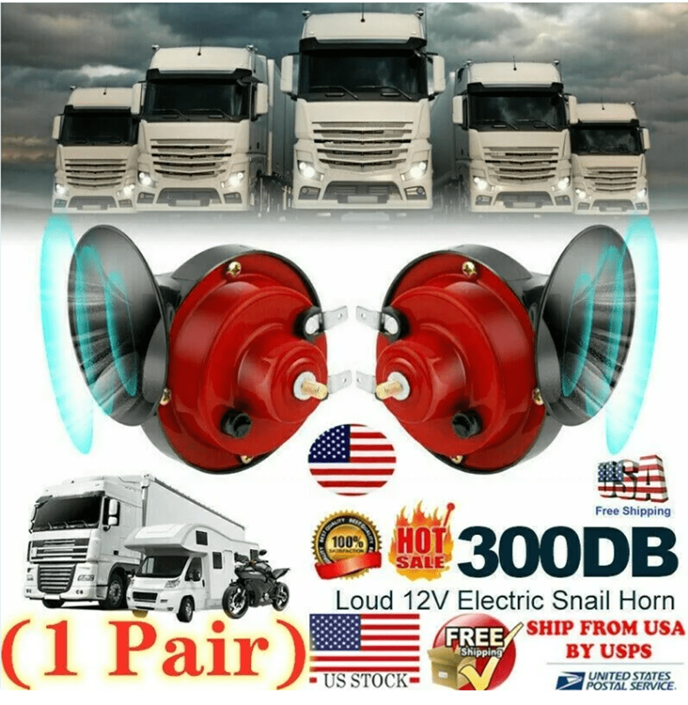 Train Horns for Trucks, 12V 300DB Loud Air Electric Snail Horn
