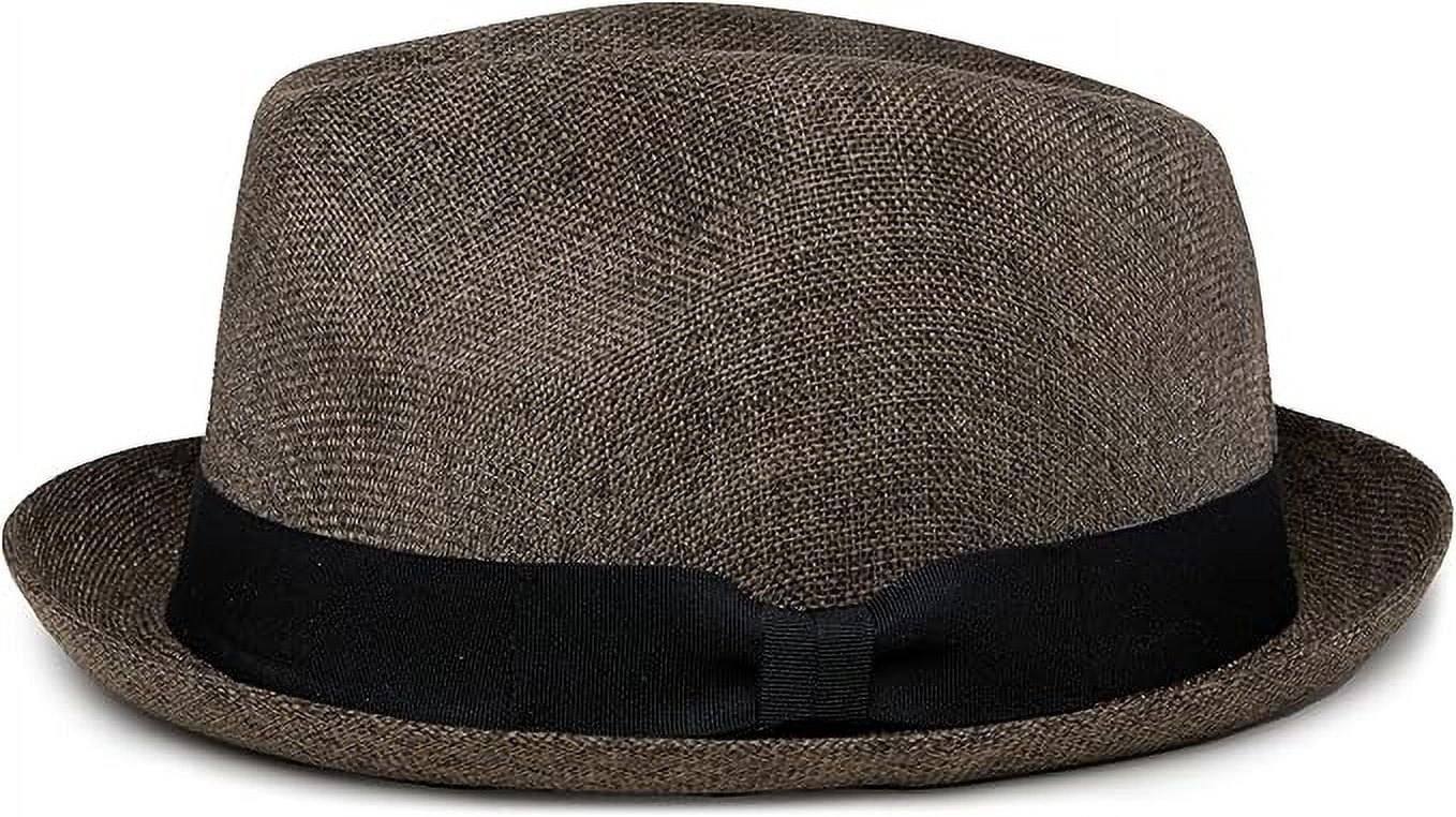 Funky Junque Lightweight Porkpie Fedora Sun Hat - Coffee Brown (Large/X-Large)