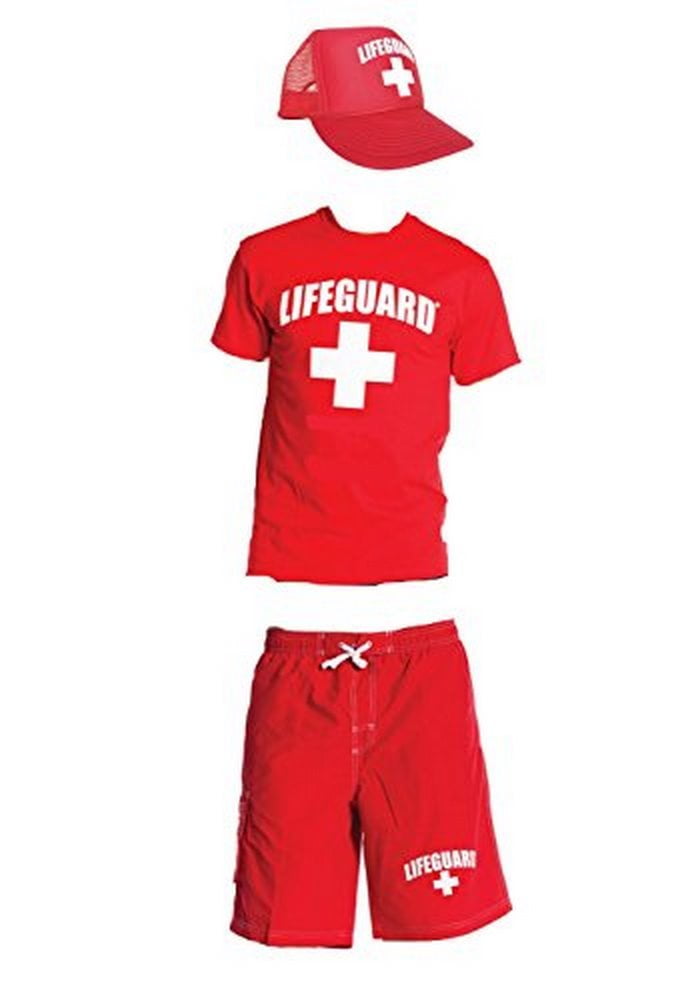 Adults Mens Womens Life Guard Miami Beach Rescue Team Outfit Shorts and Top 