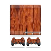 MightySkins Skin Compatible With Sony Playstation 3 PS3 Slim skins + 2 Controller skins Sticker Knotty Wood