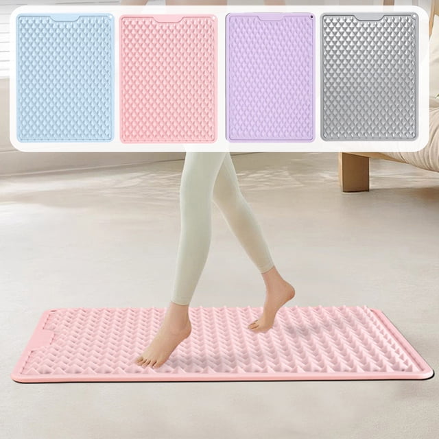 Almohadilla de masaje de silicona de acupresión de doble cara – Alfombra antideslizante para pies de pies, nodos de doble textura, silicona lavable de grado alimentario, espacio para colgar, 17,3 x