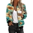 thumbnail image 3 of Feancey Womens Light Weight Bomber Jackets Casual Western Aztec Print Zip Up Coats Loose Fit Baseball Jacket Fall Hoodless Windproof Biker Jacket Coat Sales Today Clearance,Multicolor#4,M, 3 of 6