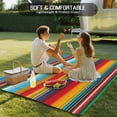 thumbnail image 4 of Mexican Stripes Outdoor Rug for Patio/Deck/Porch, Non-Slip Large Area Rug 5 x 8 Ft, Ethnic Horizontal Lines Tribal Geometric Art Indoor Outdoor Rugs Washable Area Rugs, Camping Rug Carpet Runner, 4 of 8