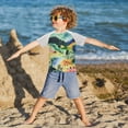 thumbnail image 3 of FORMRS Boys Rash Guard with Short Sleeves UPF 50+ Swim Shirts Sizes 3-12T, Art Field, 3 of 6