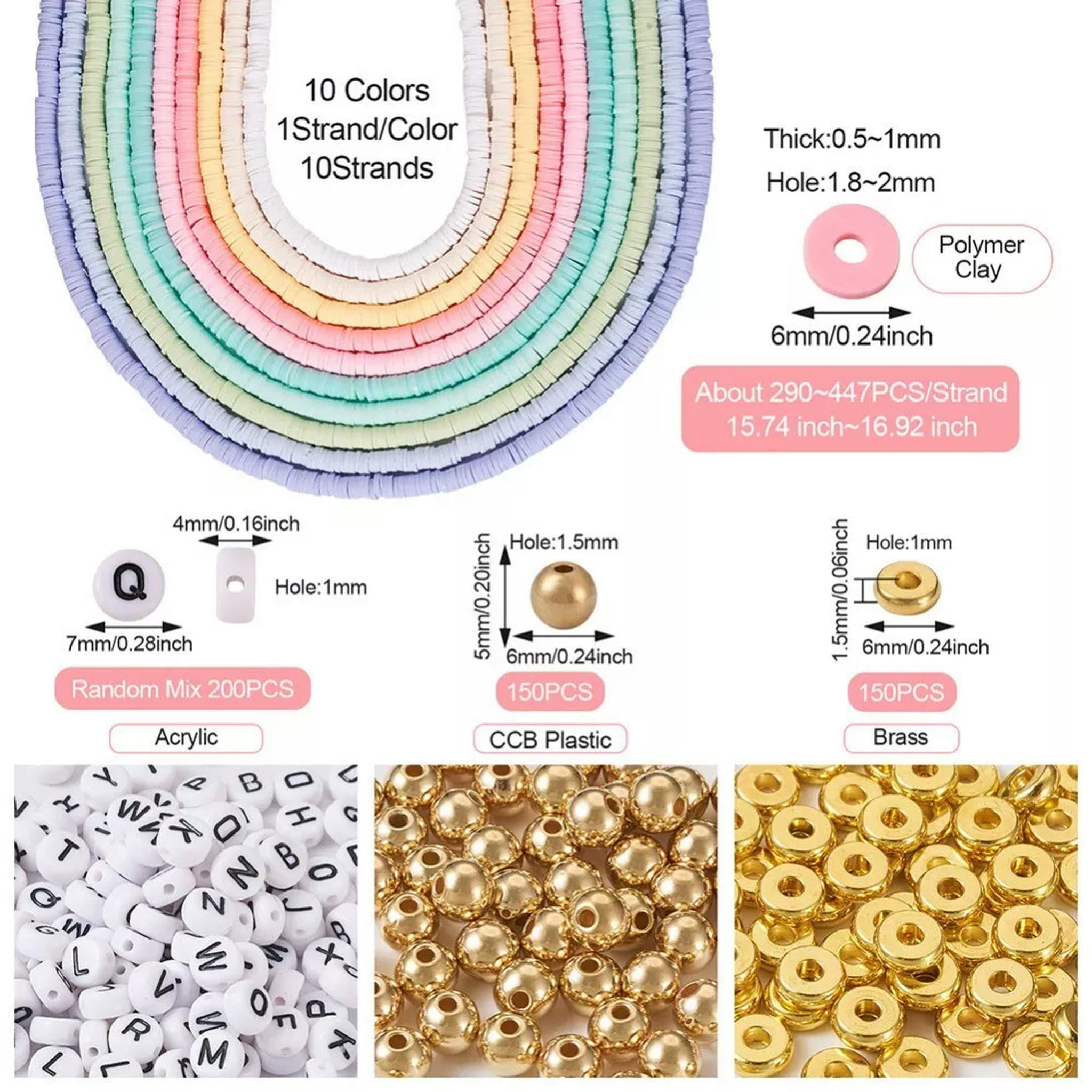 U8MO 1 Box Handmade Polymer Clay Disc Acrylic Letter DIY Beads Jewelry Making Finding