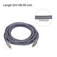 thumbnail image 2 of Uxcell Fiber Optic Audio Cable Braided Audio Optic Cable Metal Gold-Plated 16.4 for TV DVD Silver(Grey Black Type), 2 of 6