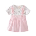 thumbnail image 1 of Besolor Robes d'Été pour Bébés Filles, Robe à Manches Courtes avec Nœud Imprimé Mignon, Robe de Fête Décontractée pour Enfants 1-4 Ans, 1 of 3