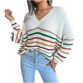thumbnail image 3 of Fesfesfes Women Sweaters Casual Rainbow Stripes Casual Loose Long Sleeve Sweater Clothes Sale, 3 of 3