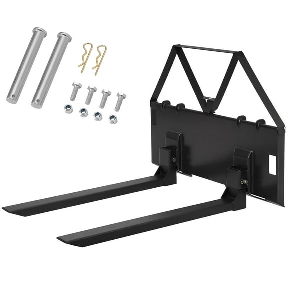 46 in Skid Steer Pallet Forks, Heavy Duty 3200 LBS Capacity Skid Steer Forks Attachment for Tractors and Loaders, Quick Attach Mount, Black