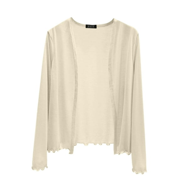 Women's Thin Long-Sleeved Cardigan with Border for Summer | Yubnlvae | Women's Thin Long Sleeved Cardigan for Women for Summer Short Styles (Beige | L)