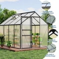 thumbnail image 6 of 6x8 FT Greenhouse Kit for Outdoors – Durable Aluminum Frame, Sliding Lockable Door, Adjustable Roof Vent, Gutter System, Easy Assembly 5-Black, 6 of 7