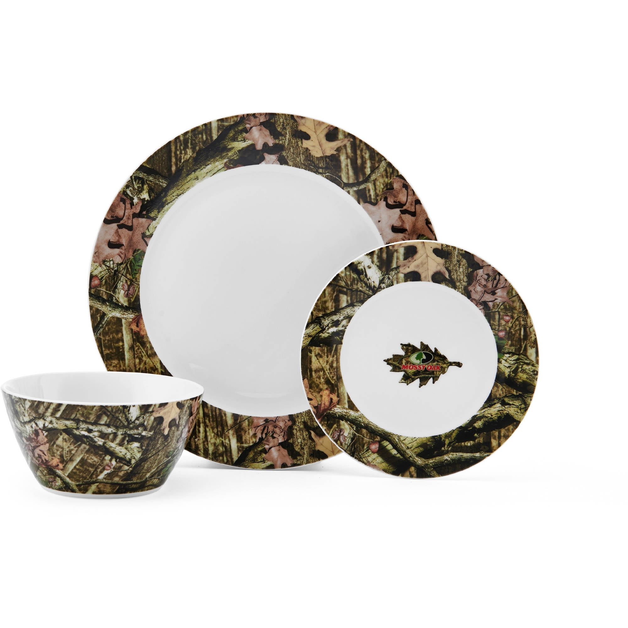 Mossy Oak 16-Piece Break-Up Infinity Dinnerware Set, Service for 4 : Home &...