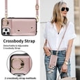 thumbnail image 5 of ShellTech for iPhone 11 Pro Max Case with Card Holder and Strap - Zipper Pocket,Crossbody Lanyard Strap,Credit Card Holder,Stand Ring,Cute Phone Wallet Case for Women,Rosegold, 5 of 10