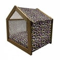 thumbnail image 2 of Leopard Print Pet House, Abstract Wild Exotic Animal Skin Pattern in Style with Vibrant Color, Outdoor & Indoor Portable Dog Kennel with Pillow and Cover, 5 Sizes, Multicolor, by Ambesonne, 2 of 5