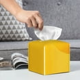 thumbnail image 6 of KLL Yellow Lemon Print Tissue Box Cover,Leather Tissue Holder Square Facial Tissue Case Facial Paper Organizer Dispenser for Bathroom, Vanity Countertop, 6 of 7