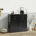 thumbnail image 2 of KIGOTY Dual Kitchen Trash Cabinet, Double Tilt Out Trash Can Cabinet with Countertop and Drawer, Free-Standing Pet Proof Recycling Cabinet Garbage Can Holder (Black), 2 of 8