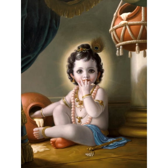 Krishna Culture CV144SB Krishna Makhanchor / Butter Thief - Print on Canvas 12" x 16"