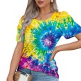 thumbnail image 4 of Womens Tie-Dye T Shirts Summer Fashion Tunic Tops for Leggings Colorful Round Neck Short Sleeve Tee, 4 of 7