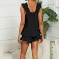 thumbnail image 4 of SMihono Womens Pajamas Set 2 Piece Ruffle Pj Soft Tank Top and Shorts Sleepwear Set Bridal Pajama for Women Set Black XXL, 4 of 7