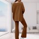thumbnail image 4 of Traje de camisa y pantalón de manga larga para mujer conjunto informal de 2 piezas a juego traje para el hogar, 4 of 6