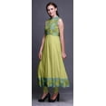 thumbnail image 3 of Bimba Robe Anarkali Mandala Vert Olive Col Mandarin Sans Manches Kurtis pour Femmes Imprimé Robe Maxi X-Small, 3 of 6