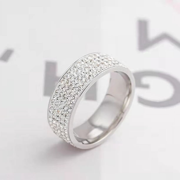 Anillo de acero de titanio con taladro de 5 filas de 8 mm de ancho, anillo de acero inoxidable con taladro de pegamento de moda, fácil de combinar
