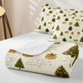 thumbnail image 4 of Erosebridal Christmas Tree Twin Quilt Set, Vintage Script Twin Coverlet Set, Cream Yellow, 2pcs, 1 Bedspread and 1 Pillowcase, 4 of 7