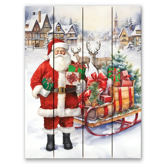 Creative Products Santa's Christmas Sleigh 11.75 x 15.75 Pallet Wood Wall Art