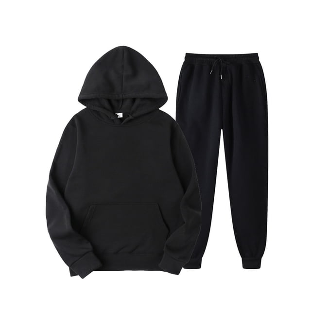 Conjunto de chándal de 2 piezas para hombre, conjunto de chándal informal de forro polar para correr, trajes con capucha y pantalón