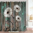 thumbnail image 4 of Farmhouse Flower Floral Shower Curtain,Rustic White Daisy Shower Curtain Set,Country Green Wooden Wild Garden Plant Fabric Shower Curtain with Hooks Bathroom Curtain 70X70in, 4 of 5