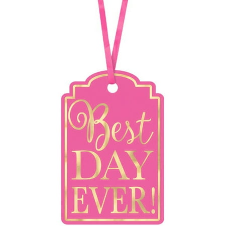 Wedding and Bridal 'Best Day Ever' Bright Pink Tags (Best Greeting Card Maker App)