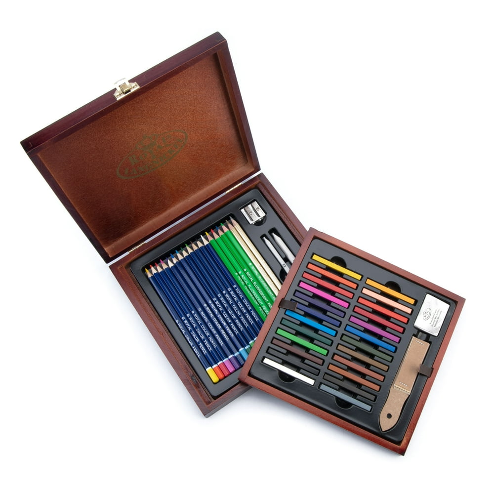 Royal and Langnickel Essentials 49pc Drawing Pencil Box Set Walmart