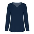 thumbnail image 4 of Women Fashion Casual Long Sleeve Solid Color Tops Shirts Blouses Tops Dark Blue Women Blending Shirts Women Shirts(S), 4 of 6