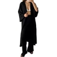thumbnail image 2 of Xioeram 2 Pcs/Set Women Cardigan Pants Suit Long Sleeve Loose Pleated Top Wide Leg High Elastic Waist Pockets Solid Color Trousers Casual Daily Coat Trousers Set, 2 of 8