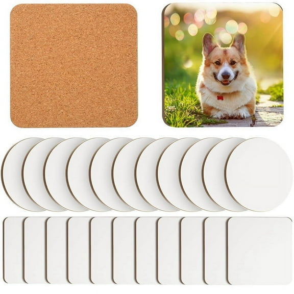 24 Pcs Sublimation Coasters 4 x 4Inch(Round,Square)