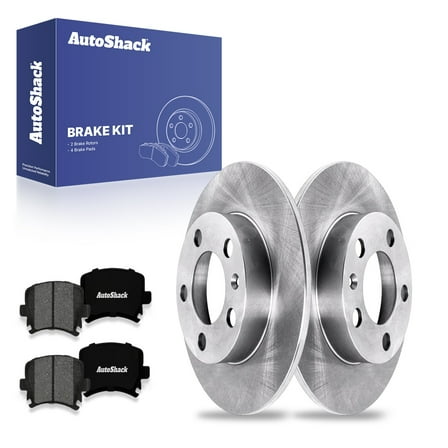 AutoShack 9.13" (232 mm) Rear Solid Brake Rotors   Premium Ceramic Brake Pads | Replacement for 2007-2009 Volkswagen Jetta 2010 Volkswagen Golf | 6-PC Brake Kit