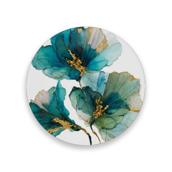 Qxltty One Pcs Drink Coasters Elegant Flower Ceramic Round Coaster Absorbent Suitable for Kinds of Cups Coffee Table