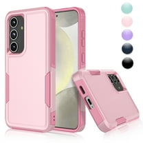 for Galaxy S24,S24 Plus,S24 Ultra Case,Njjex Heavy Duty Shockproof Dual Layer Rugged Full-Body Protective Phone Cover,2 in 1 Silicone Rubber Phone Case for Samsung Galaxy S24 - Pink 2024