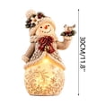 thumbnail image 2 of Set of 2 Light Up Snowman Figurine Christmas Tabletop Decor, Warm LED Glow, Carved Snowflake Design, Resin Winter Snowman Statue for Mantel Shelf Indoor Holiday Decoration & Christmas Gift, 2 of 6