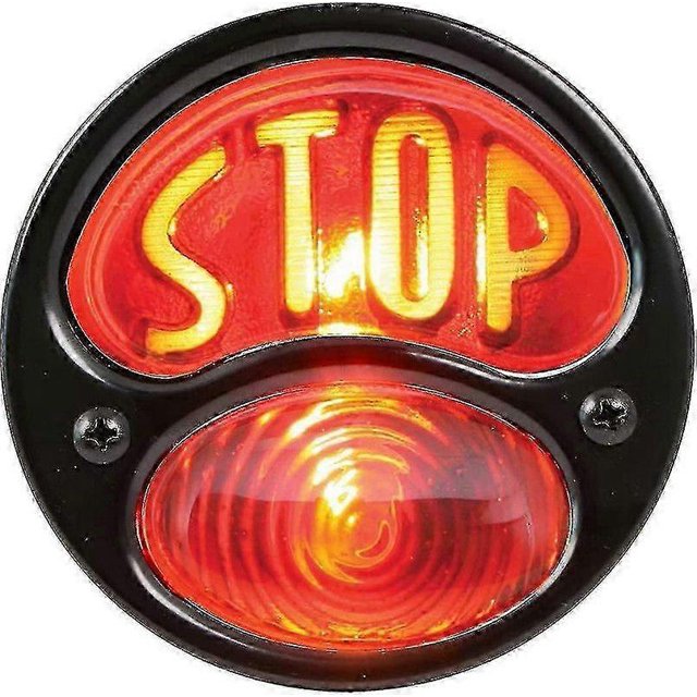 Accessories Ka0022 Black 12v Duolamp Tail Light For Ford Model A With Amber "stop" Script On Red Glass Lens(black)(1pcs)-Yvan